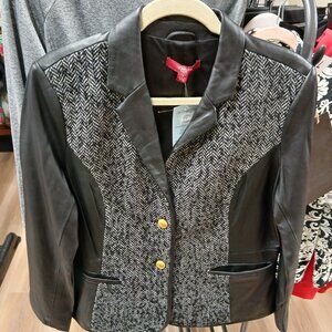 Beautiful Liz Claiborne Leather & Tweed Jacket